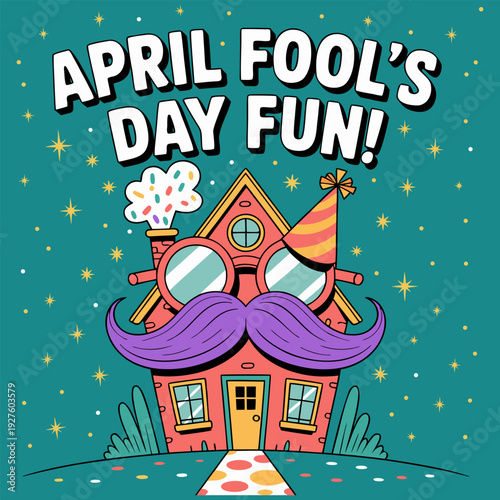 Bright April Fools Day celebration illustration with silly theme