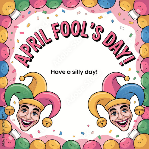 Bright April Fools Day celebration illustration with silly theme