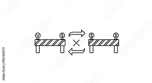 Conceptual illustration of financial barriers and exchange.