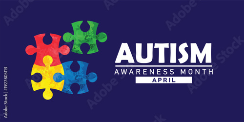 Autism Awareness Month with Colorful Puzzle Pieces