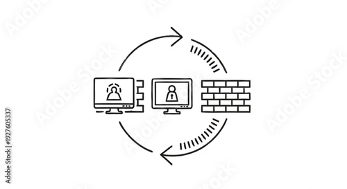 Computer Network Security Firewall Protection Data Flow.