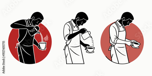 Three figures representing different professions in a circular arrangement Vector