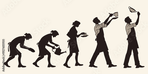 Illustration of human evolution from ape-like ancestors to modern man Vector