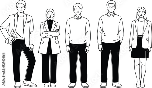 Elegant women silhouettes in mini and maxi dresses, confident dynamic poses with heels, fashion poses collection, black vector illustration set