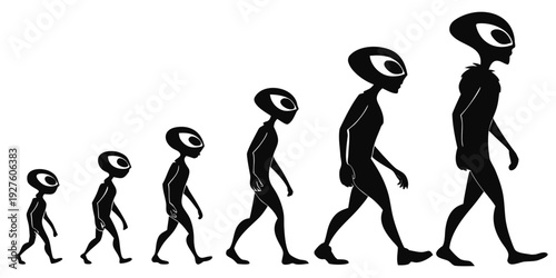 Evolution of human posture and gait over time depicted in a simple illustration Vector