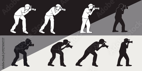 A sequence of figures demonstrating various martial arts stances and movements Vector