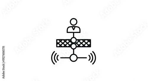 Conceptual Icon of Person Connected to Technology and Network.