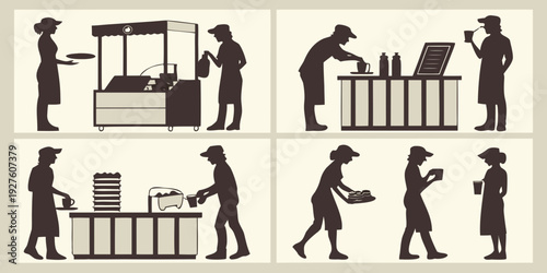 People working together in a warehouse to move and store items Vector