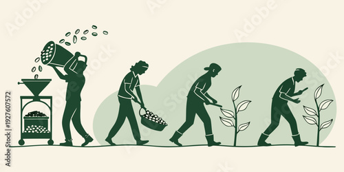 Illustration of a person's journey from addiction to recovery and growth Vector