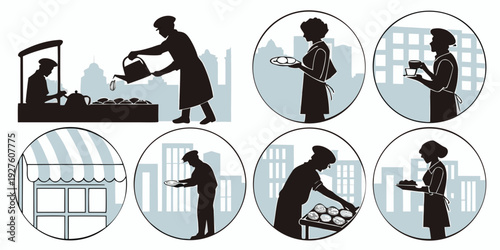 A visual representation of various activities and their corresponding symbols. Vector