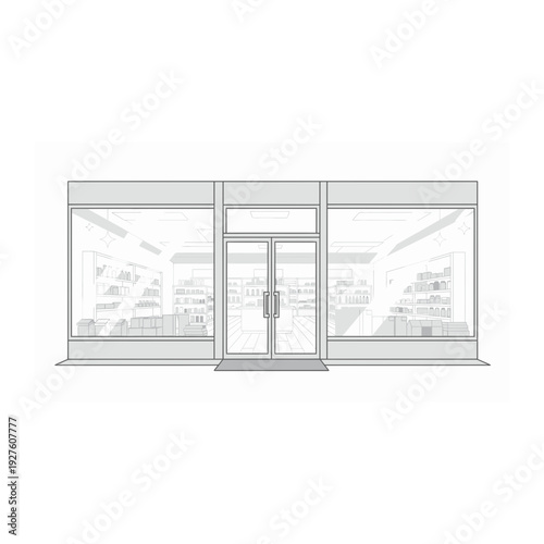 Minimalist White Shopfront with Clear Display Windows
