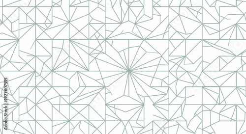 Geometric pattern with teal lines on white background.