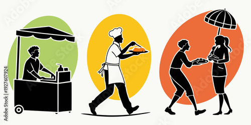 A vibrant illustration of people enjoying various activities in a park setting. Vector