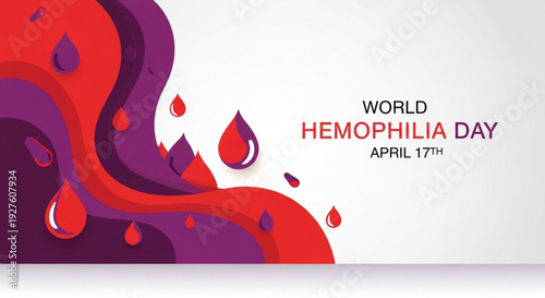 World hemophilia day awareness graphic with blood drops on white background