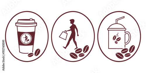 A visual representation of a coffee shop's offerings and activities. Vector