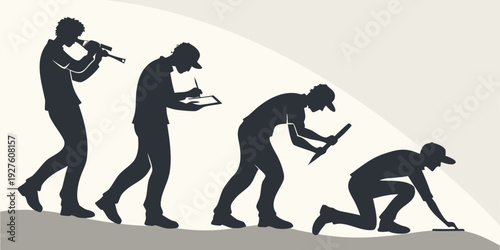 Illustration of human evolution from ape-like ancestors to modern humans Vector
