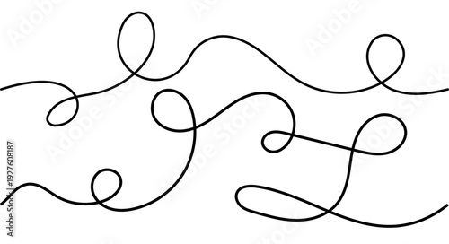 Thin continuous abstract squiggly line in minimalist style