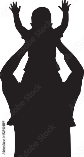Father carrying child silhouette