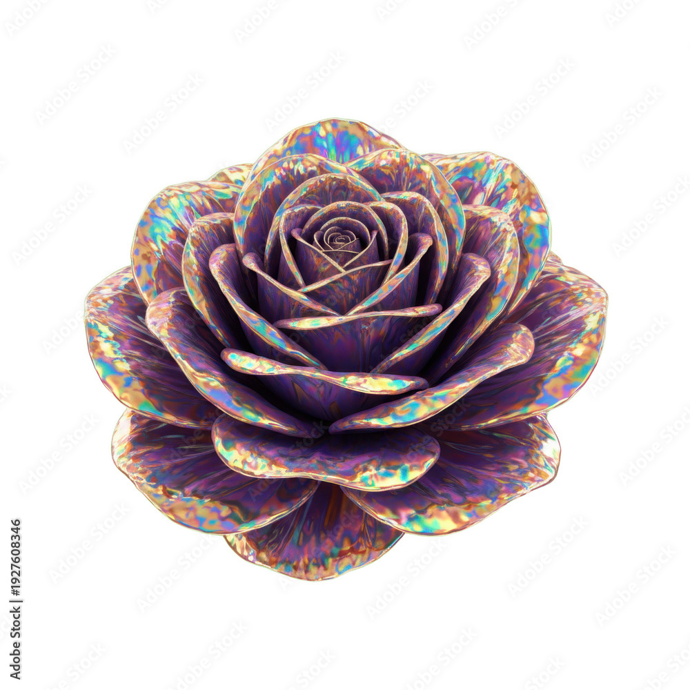 Obraz premium Iridescent Metallic Rose Flower with Colorful Sheen