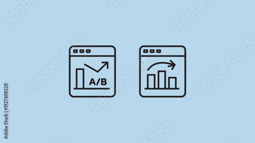 A graphic illustration of A/B testing and data analysis on two mobile devices