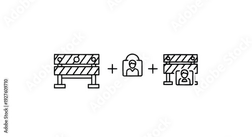 Construction barriers and security icon symbolizing safety and protection.