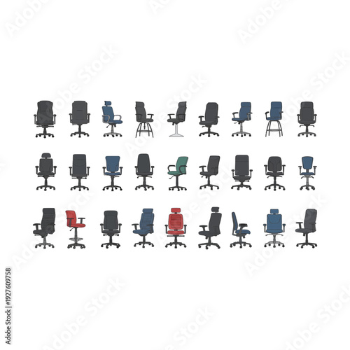 Office Chairs Variety - Seating Options and Business Interior