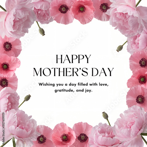 minimal white background soft pink floral border frame