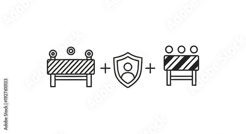 Construction Barriers and Security Shield Iconography.