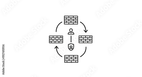 Cybersecurity concept of a person protected by a firewall.
