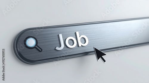 Job Search Concept – Close-Up 3D Render of “Job” in Search Bar