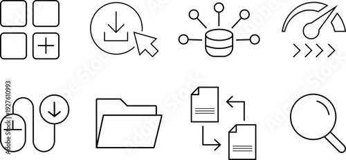Collection of database and file management icons
