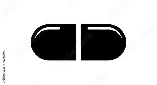 Black Capsule Pill Isolated on White Background.