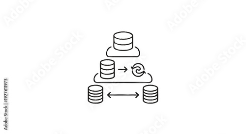 Database Cloud Synchronization and Data Transfer Concept.
