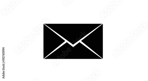 Black Envelope Icon on White Background.