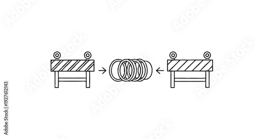 Construction barriers with a swirling vortex in between.