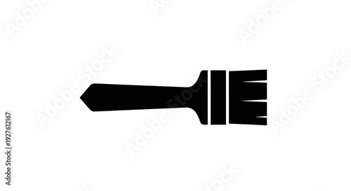 Black Paintbrush Silhouette on White Background.