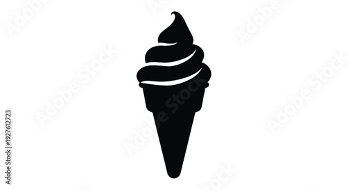 Simple black silhouette of a soft serve ice cream cone
