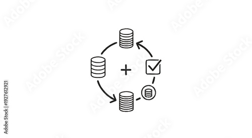 Database management and data processing workflow illustration.