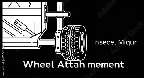 Detailed illustration of a wheel attachment mechanism for industrial vehicles.