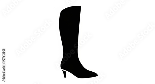 Black High Heeled Knee High Boot.