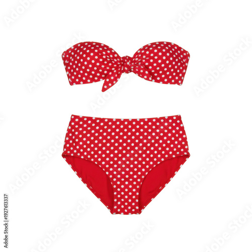 Stylish Red Polka Dot Two-Piece Bikini Swimsuit