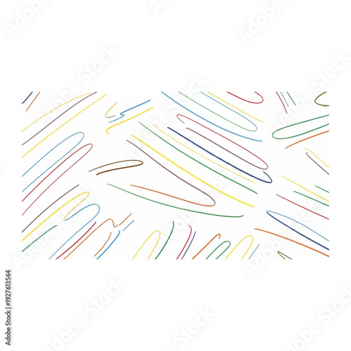 Playful Colorful Crayon Scribbles and Doodles on a White Background
