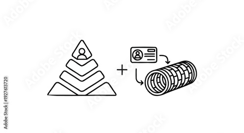 Conceptual illustration of career path and identity verification.