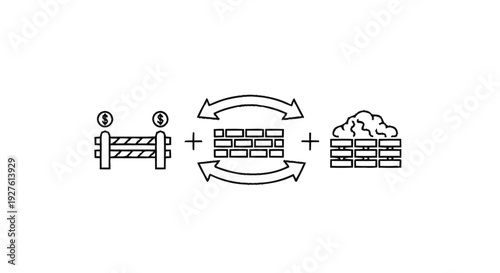 Construction materials and process illustration.