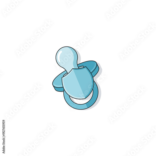 Cute Blue Baby Pacifier Cartoon Vector - Soothing Infant Nipple