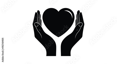 Hands cradling a heart a symbol of care love and protection