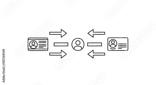 Concept of data exchange between people and identification cards.