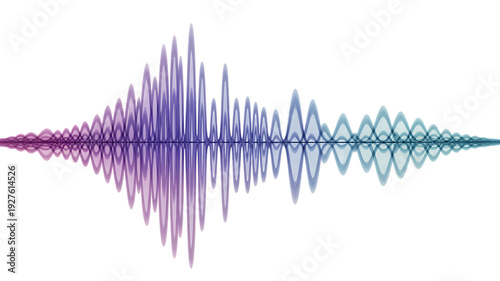 Vibrant sound wave visualization with purple and blue gradient on black background