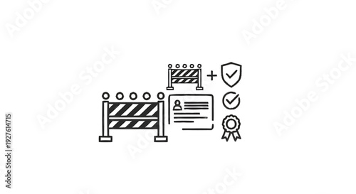 Construction Safety Permit and Certification Icons.