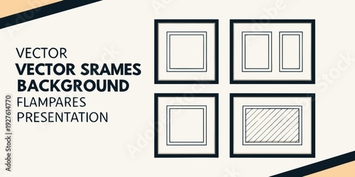 Vector frames around presentation slides with a black and white theme Vector